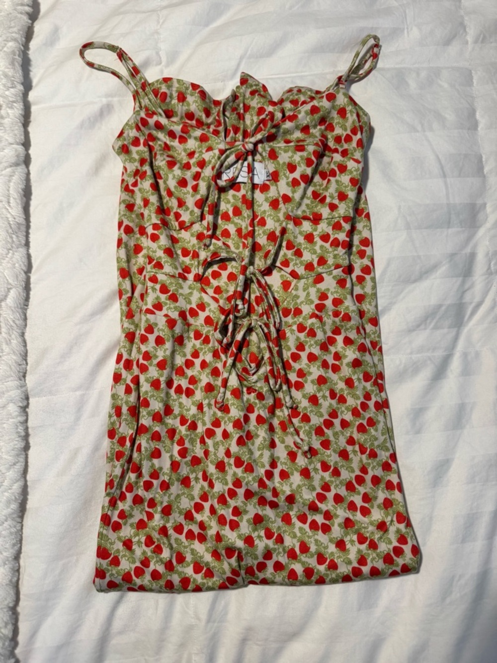 RESA Red & Green Strawberry Print Mini Dress